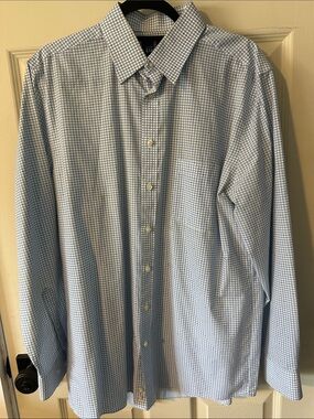 Stafford Light Blue and White Micro-Check Dress Shirt